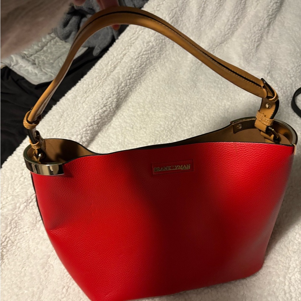 Frank Lyman Vibrant Red and Tan Shoulder Bag